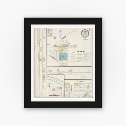 Old map wall art mockup — black gallery frame with white mat — Sanborn Fire Insurance Map from Appleton, Swift County, Minnesota (1894) - Complete Map Set