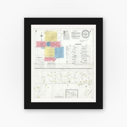 Old map wall art mockup — black gallery frame with white mat — Sanborn Fire Insurance Map from Rockwall, Rockwall County, Texas (1934) - Complete Map Set