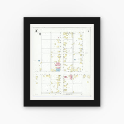 Old map wall art mockup — black gallery frame with white mat — Sanborn Fire Insurance Map from Martinsville, Clinton County, Ohio (1948), Sheet #0002