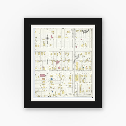 Old map wall art mockup — black gallery frame with white mat — Sanborn Fire Insurance Map from Oak Harbor, Ottawa County, Ohio (1920), Sheet #0006