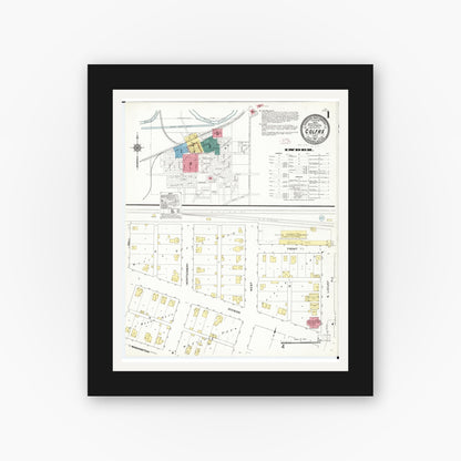 Old map wall art mockup — black gallery frame with white mat — Sanborn Fire Insurance Map from Colfax, Jasper County, Iowa (1911) â€” Complete Set