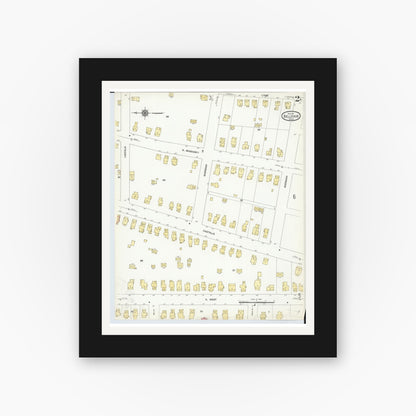 Old map wall art mockup — black gallery frame with white mat — Sanborn Fire Insurance Map from Bellevue, Huron And Sandusky County, Ohio (1911), Sheet #0002
