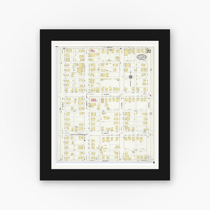 Old map wall art mockup — black gallery frame with white mat — Sanborn Fire Insurance Map from Alliance, Stark County, Ohio (1911), Sheet #0022