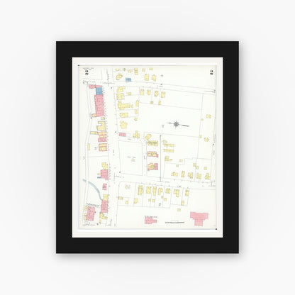 Old map wall art mockup — black gallery frame with white mat — Sanborn Fire Insurance Map from Madison, Lake County, Ohio (1938), Sheet #0002