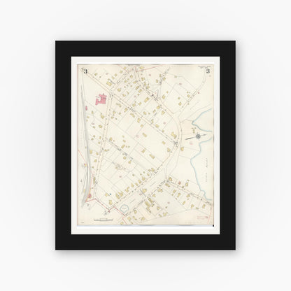 Old map wall art mockup — black gallery frame with white mat — Sanborn Fire Insurance Map from Cohasset, Norfolk County, Massachusetts (1940), Sheet #0003