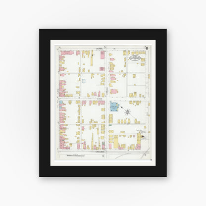 Old map wall art mockup — black gallery frame with white mat — Sanborn Fire Insurance Map from Shippensburg, Cumberland And Franklin Counties, Pennsylvania (1899), Sheet #0006