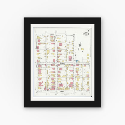 Old map wall art mockup — black gallery frame with white mat — Sanborn Fire Insurance Map from Ripley, Brown County, Ohio (1920), Sheet #0003