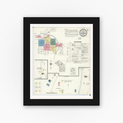Old map wall art mockup — black gallery frame with white mat — Sanborn Fire Insurance Map from Iron River, Iron County, Michigan (1913) - Complete Map Set