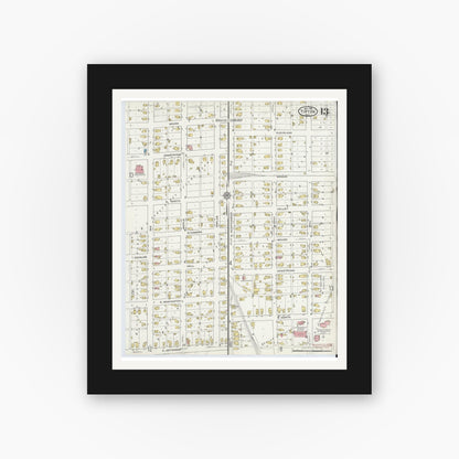 Old map wall art mockup — black gallery frame with white mat — Sanborn Fire Insurance Map from Tipton, Tipton County, Indiana (1915), Sheet #0013
