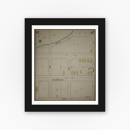 Old map wall art mockup — black gallery frame with white mat — Sanborn Fire Insurance Map from New Jersey Coast, New Jersey Coast, New Jersey (1890), Sheet #0047