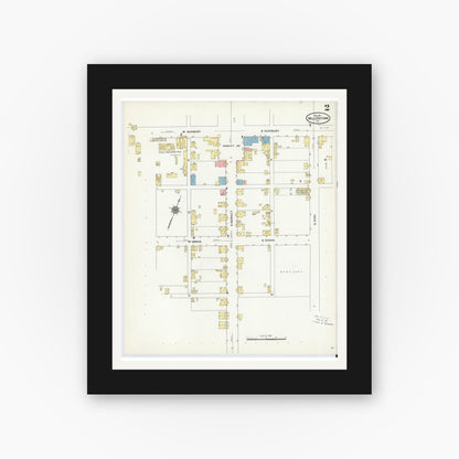 Old map wall art mockup — black gallery frame with white mat — Sanborn Fire Insurance Map from Millerstown, Perry County, Pennsylvania (1911), Sheet #0002