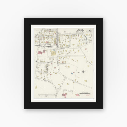 Old map wall art mockup — black gallery frame with white mat — Sanborn Fire Insurance Map from Tarrytown, Westchester County, New York (1915), Sheet #0013