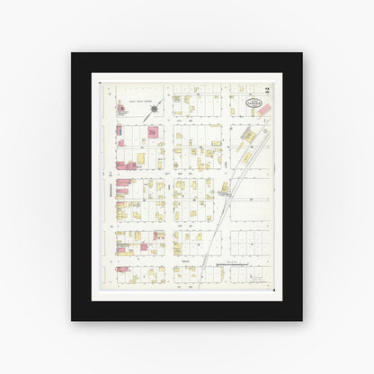 Old map wall art mockup — black gallery frame with white mat — Sanborn Fire Insurance Map from Carver, Carver County, Minnesota (1910), Sheet #0002