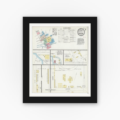 Old map wall art mockup — black gallery frame with white mat — Sanborn Fire Insurance Map from Riverhead, Suffolk County, New York (1897) - Complete Map Set