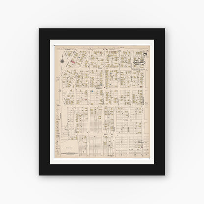 Old map wall art mockup — black gallery frame with white mat — Sanborn Fire Insurance Map from Sault Sainte Marie, Chippewa County, Michigan (1922), Sheet #0029
