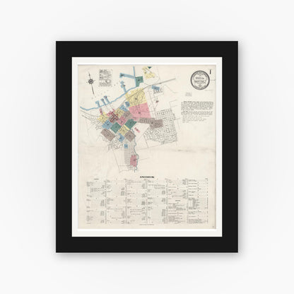 Old map wall art mockup — black gallery frame with white mat — Sanborn Fire Insurance Map from Martinez, Contra Costa County, California (1920) - Complete Map Set