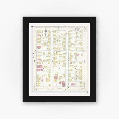 Old map wall art mockup — black gallery frame with white mat — Sanborn Fire Insurance Map from Kenton, Hardin County, Ohio (1911), Sheet #0006