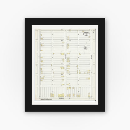 Old map wall art mockup — black gallery frame with white mat — Sanborn Fire Insurance Map from Hazleton, Luzerne County, Pennsylvania (1895), Sheet #0007