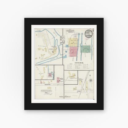 Old map wall art mockup — black gallery frame with white mat — Sanborn Fire Insurance Map from Selins Grove, Snyder County, Pennsylvania (1890) - Complete Map Set
