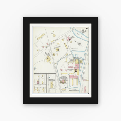 Old map wall art mockup — black gallery frame with white mat — Sanborn Fire Insurance Map from Waverly, Pike County, Ohio (1897), Sheet #0006