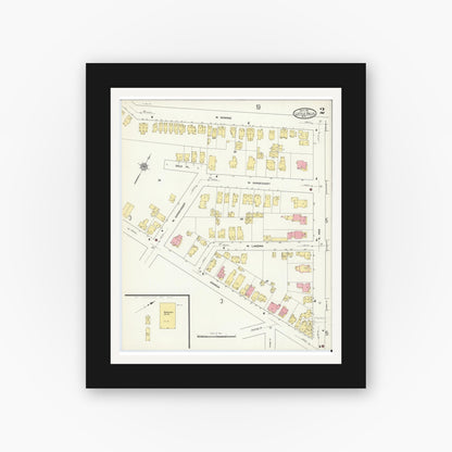Old map wall art mockup — black gallery frame with white mat — Sanborn Fire Insurance Map from Little Falls, Herkimer County, New York (1911) - Complete Map Set