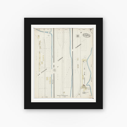 Old map wall art mockup — black gallery frame with white mat — Sanborn Fire Insurance Map from Louisiana, Pike County, Missouri (1885), Sheet #0006