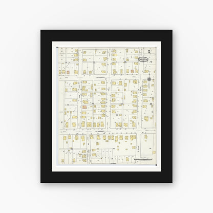 Old map wall art mockup — black gallery frame with white mat — Sanborn Fire Insurance Map from Orrville, Wayne County, Ohio (1920), Sheet #0005