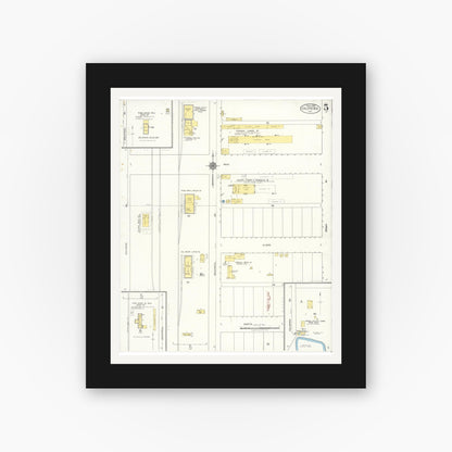 Old map wall art mockup — black gallery frame with white mat — Sanborn Fire Insurance Map from Calipatria, Imperial County, California (1922), Sheet #0005