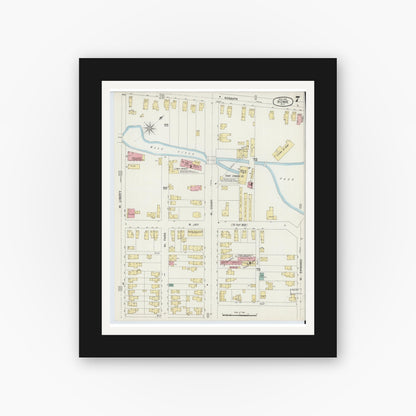 Old map wall art mockup — black gallery frame with white mat — Sanborn Fire Insurance Map from Rome, Oneida County, New York (1894), Sheet #0007