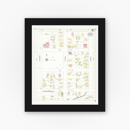 Old map wall art mockup — black gallery frame with white mat — Sanborn Fire Insurance Map from Boone, Boone County, Iowa (1900), Sheet #0008