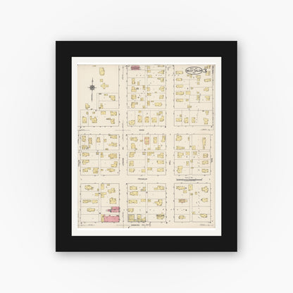 Old map wall art mockup — black gallery frame with white mat — Sanborn Fire Insurance Map from West Salem, La Crosse County, Wisconsin (1922), Sheet #0003