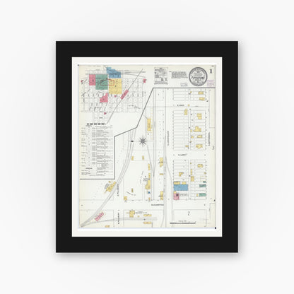 Old map wall art mockup — black gallery frame with white mat — Sanborn Fire Insurance Map from Pipestone, Pipestone County, Minnesota (1904) - Complete Map Set