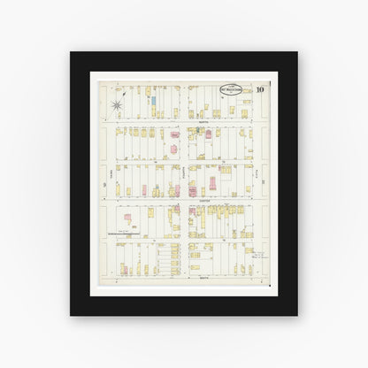 Old map wall art mockup — black gallery frame with white mat — Sanborn Fire Insurance Map from Mauch Chunk, Carbon County, Pennsylvania (1896), Sheet #0010
