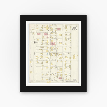 Old map wall art mockup — black gallery frame with white mat — Sanborn Fire Insurance Map from Port Royal, Juniata County, Pennsylvania (1911), Sheet #0002