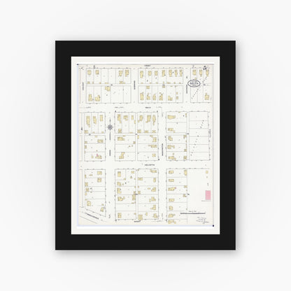 Old map wall art mockup — black gallery frame with white mat — Sanborn Fire Insurance Map from Delta, Fulton County, Ohio (1910), Sheet #0005