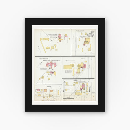 Old map wall art mockup — black gallery frame with white mat — Sanborn Fire Insurance Map from Fond du Lac, Fond du Lac County, Wisconsin (1898), Sheet #0022