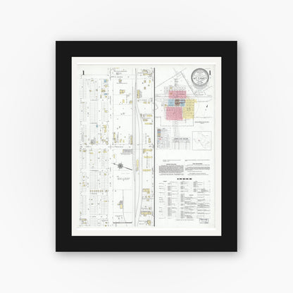 Old map wall art mockup — black gallery frame with white mat — Sanborn Fire Insurance Map from McCamey, Upton County, Texas (1946) - Complete Map Set