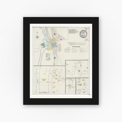 Old map wall art mockup — black gallery frame with white mat — Sanborn Fire Insurance Map from Onalaska, La Crosse County, Wisconsin (1894) - Complete Map Set