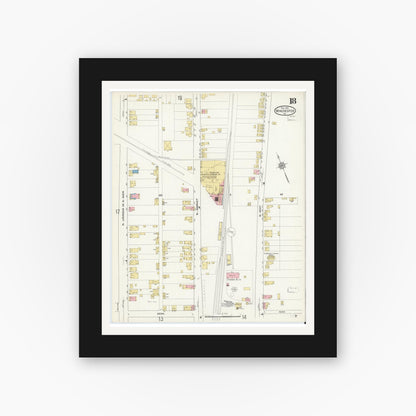 Old map wall art mockup — black gallery frame with white mat — Sanborn Fire Insurance Map from Winchester, Independent Cities, Virginia (1912), Sheet #0018