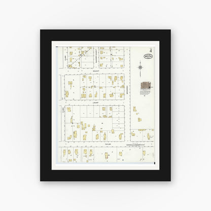 Old map wall art mockup — black gallery frame with white mat — Sanborn Fire Insurance Map from Weston, Wood County, Ohio (1920), Sheet #0004