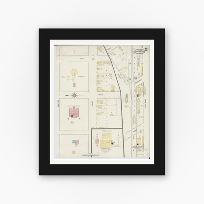 Old map wall art mockup — black gallery frame with white mat — Sanborn Fire Insurance Map from Cambridge, Henry County, Illinois (1894), Sheet #0002