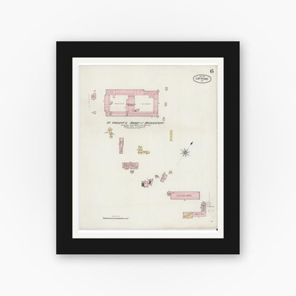 Old map wall art mockup — black gallery frame with white mat — Sanborn Fire Insurance Map from Latrobe, Westmoreland County, Pennsylvania (1887), Sheet #0006