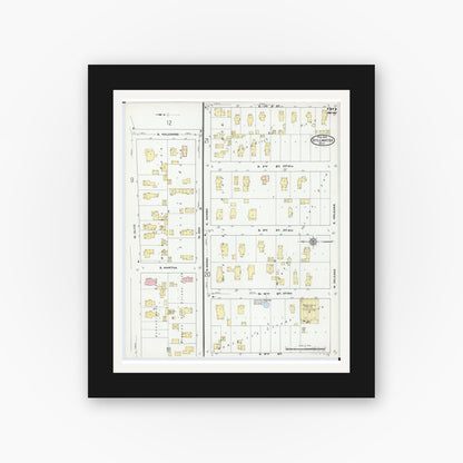 Old map wall art mockup — black gallery frame with white mat — Sanborn Fire Insurance Map from Stillwater, Washington County, Minnesota (1910), Sheet #0022