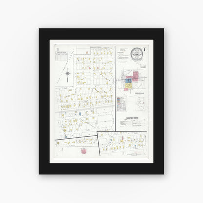 Old map wall art mockup — black gallery frame with white mat — Sanborn Fire Insurance Map from Fairmount, Vermilion County, Illinois (1933) - Complete Map Set