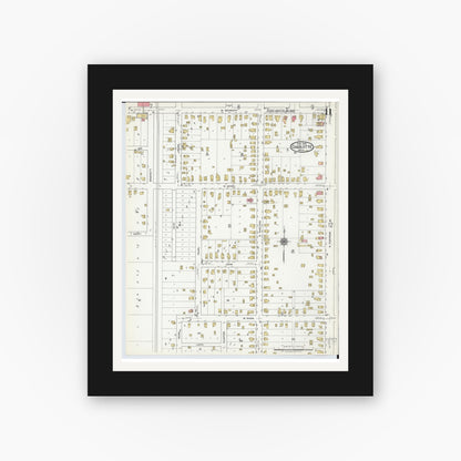 Old map wall art mockup — black gallery frame with white mat — Sanborn Fire Insurance Map from Charlotte, Eaton County, Michigan (1918), Sheet #0011