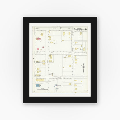 Old map wall art mockup — black gallery frame with white mat — Sanborn Fire Insurance Map from Bradentown, Manatee County, Florida (1911), Sheet #0005