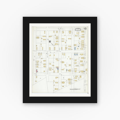 Old map wall art mockup — black gallery frame with white mat — Sanborn Fire Insurance Map from Palmyra, Burlington County, New Jersey (1919), Sheet #0010