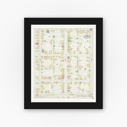 Old map wall art mockup — black gallery frame with white mat — Sanborn Fire Insurance Map from Catawissa, Columbia County, Pennsylvania (1896), Sheet #0003