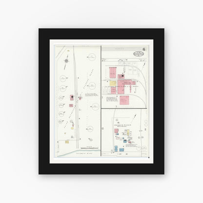 Old map wall art mockup — black gallery frame with white mat — Sanborn Fire Insurance Map from Marcus Hook, Chester County, Pennsylvania (1912), Sheet #0006