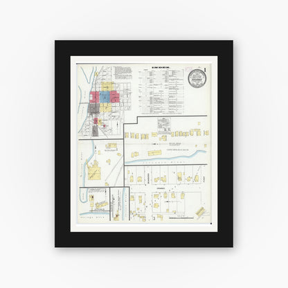 Old map wall art mockup — black gallery frame with white mat — Sanborn Fire Insurance Map from Havana, Mason County, Illinois (1909) - Complete Map Set